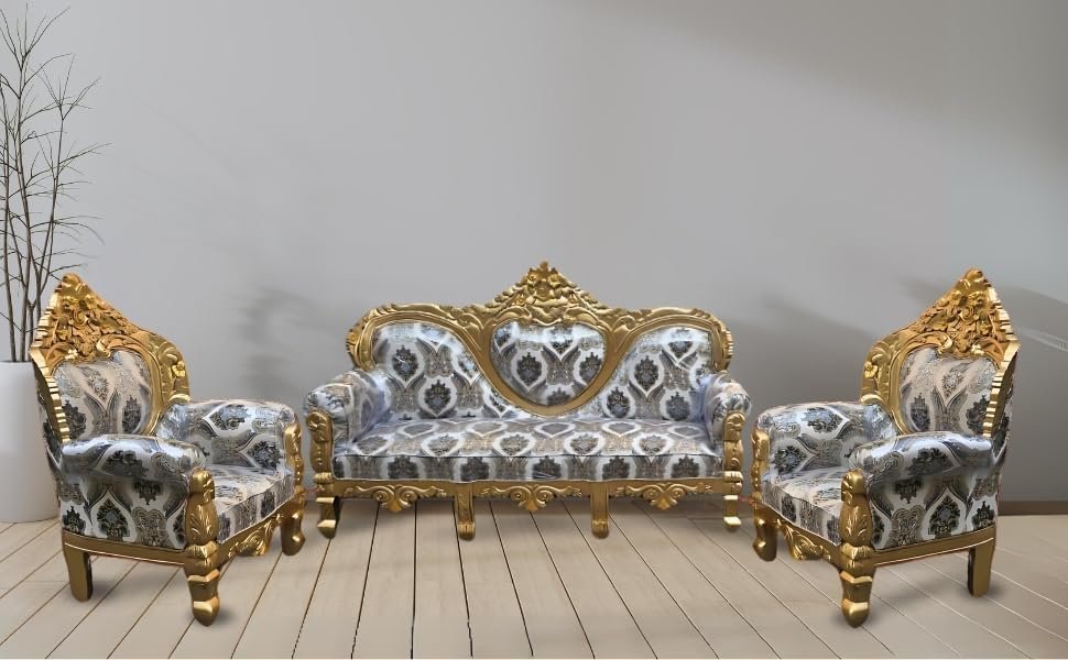 Elegant 5-Seater Teakwood Sofa Set for Living Rooms