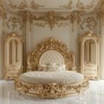 Imperial Teak Wood Round Bed with Grand Hand-Carved Royal Finish