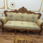 Classic Design Sofa – Teak Wood, Refined Aesthetics