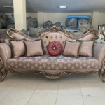 Stylish Triple Seat Wooden Sofa for Living Room Decor
