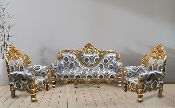Elegant 5-Seater Sofa Set with Luxurious Silk Fabric