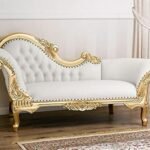 Majestic Gold: Royal Carving 3-Seater Leatherette Sofa (White)