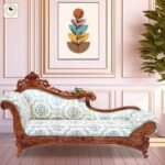 Solid Teak Wood 3-Seater Sofa Diwan, Natural Brown Tone