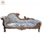 Solid Teak Wood 3-Seater Sofa Diwan, Natural Brown Finish