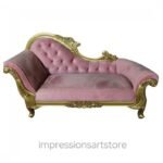 Traditional Handcrafted Wooden Carving Chaise lounge