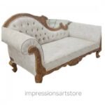 Teak Wood Fainting Couch 3 Seater Chaise Lounge
